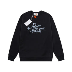 New embroidered round neck hoodie