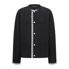 College style knitted embroidered suit jacket