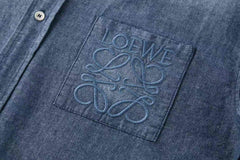 Double sided bamboo denim embroidered shirt