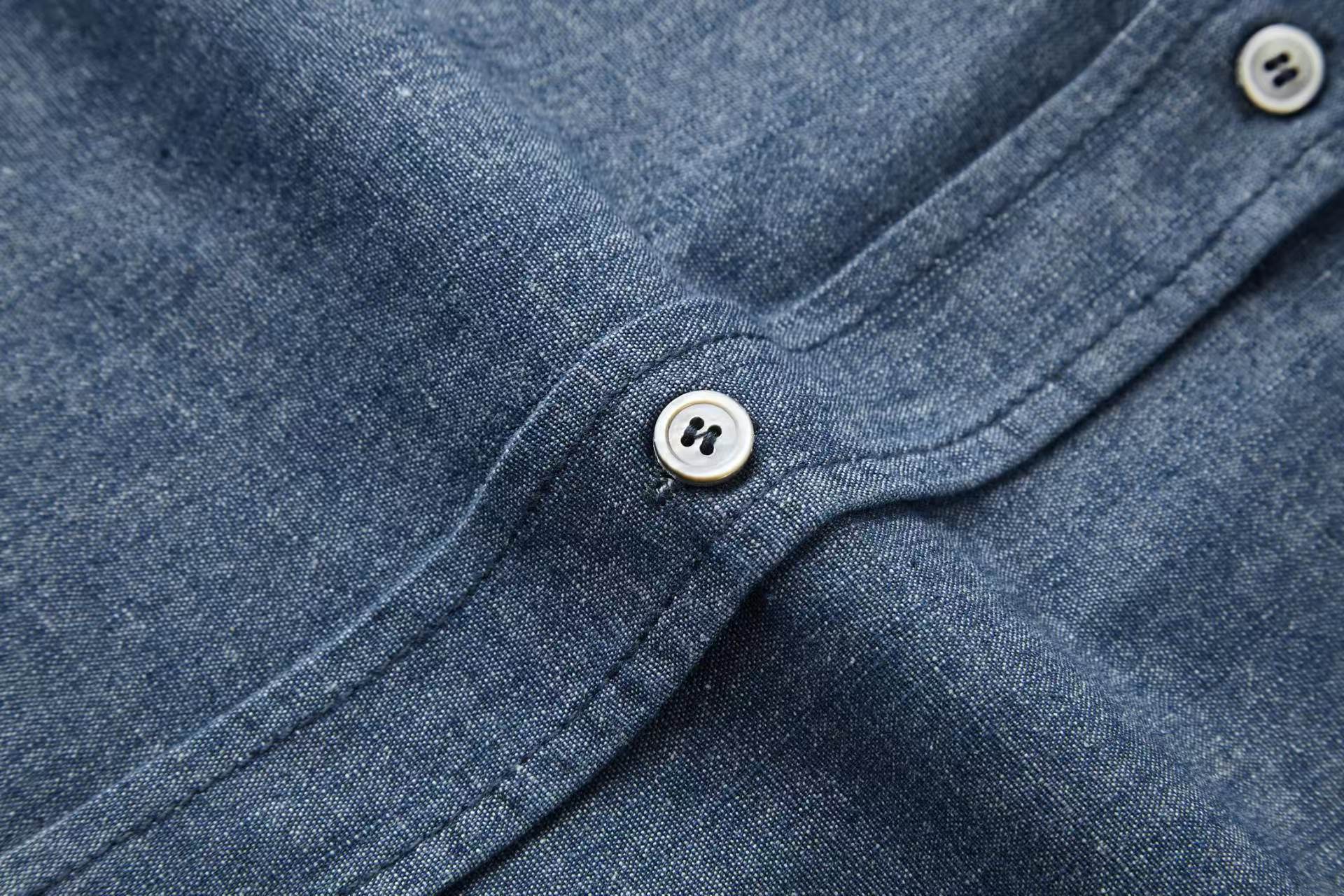 Double sided bamboo denim embroidered shirt