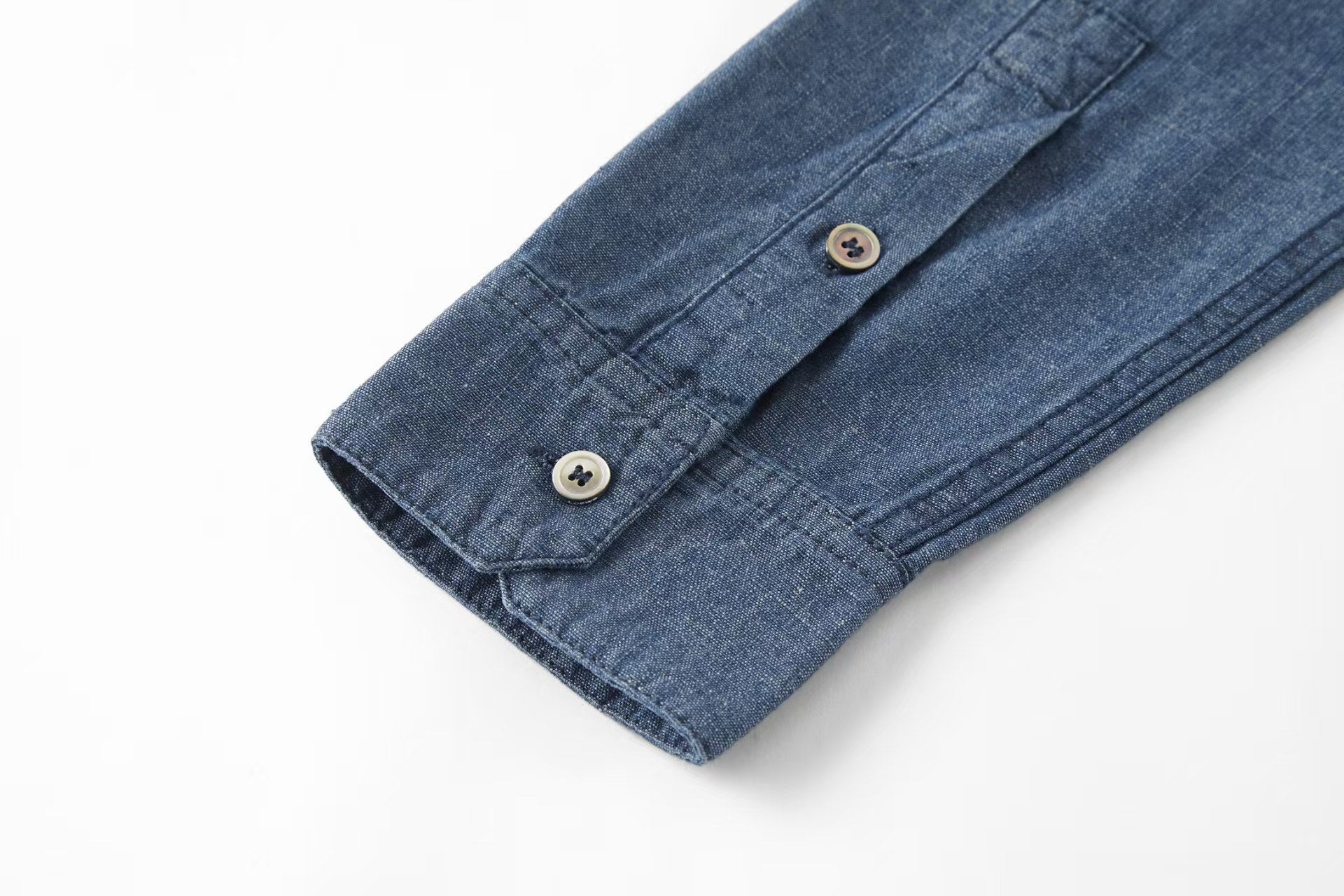 Double sided bamboo denim embroidered shirt