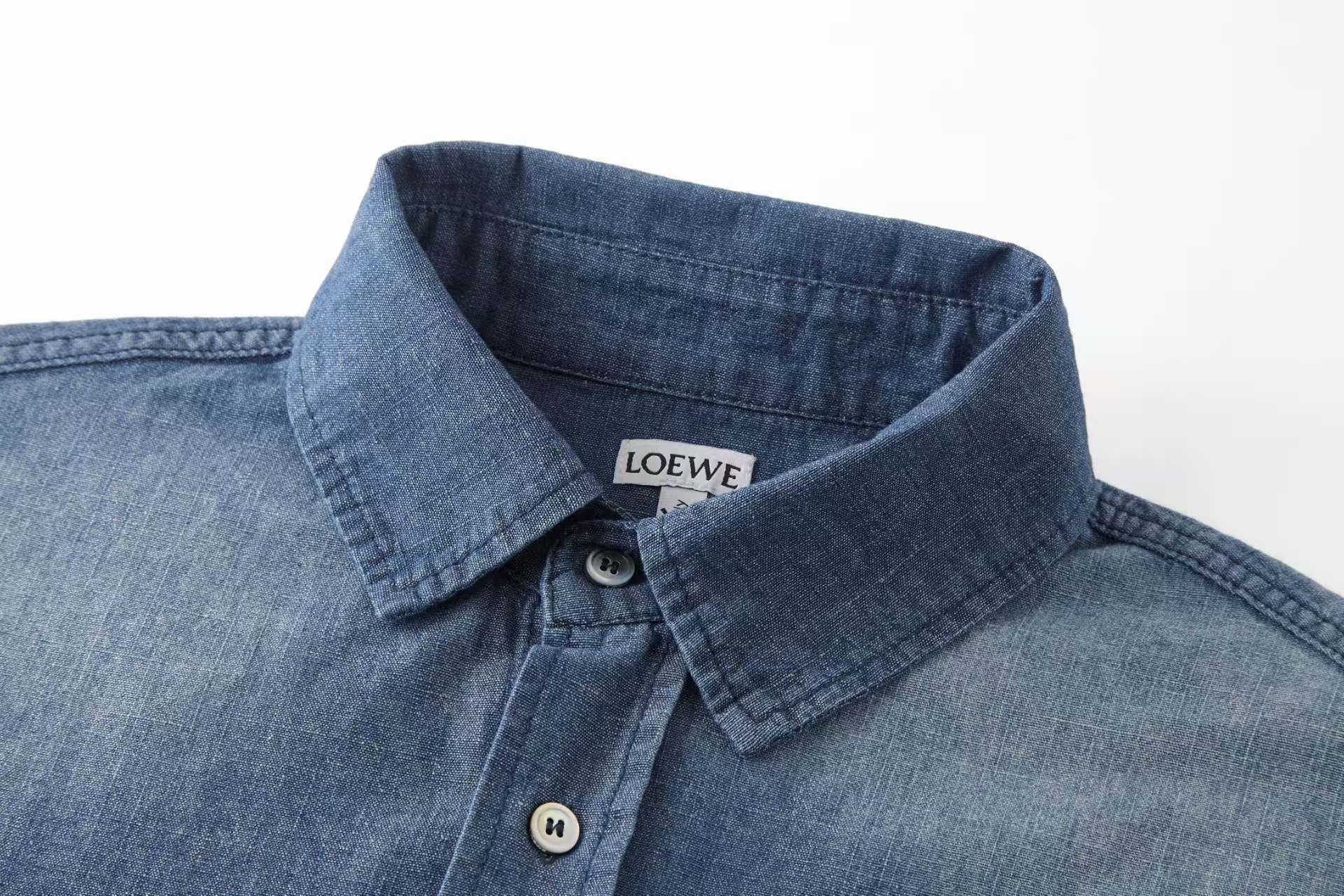 Double sided bamboo denim embroidered shirt