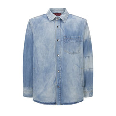 Embossed icon washed denim jacket