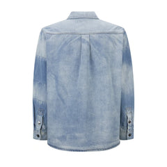 Embossed icon washed denim jacket
