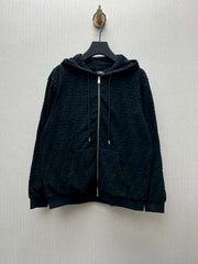 Hooded zipper sports long sleeved sweatshirt