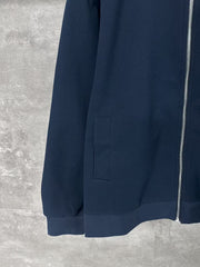Embroidered stand up collar zipper sweatshirt jacket