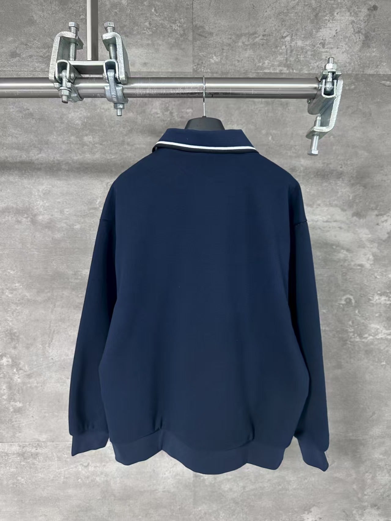 Embroidered stand up collar zipper sweatshirt jacket