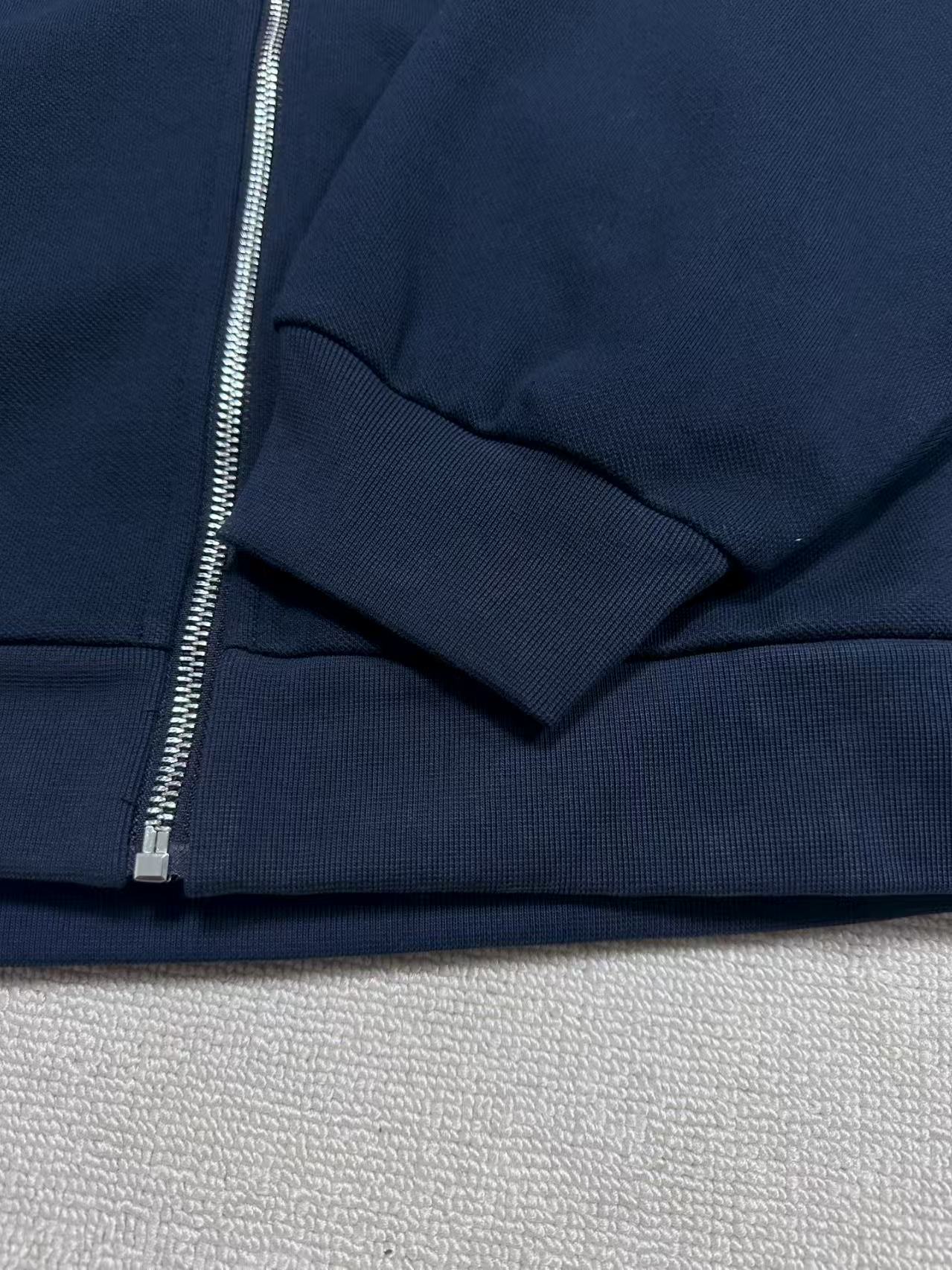 Embroidered stand up collar zipper sweatshirt jacket