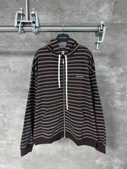 Embroidered hooded zipper jacket