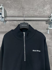 Embroidered half zip POLO hoodie