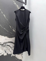 Wrinkled sleeveless vest dress