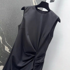 Wrinkled sleeveless vest dress