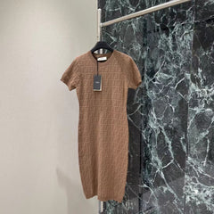 Jacquard knitted short sleeved dress