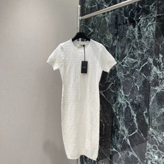 Jacquard knitted short sleeved dress