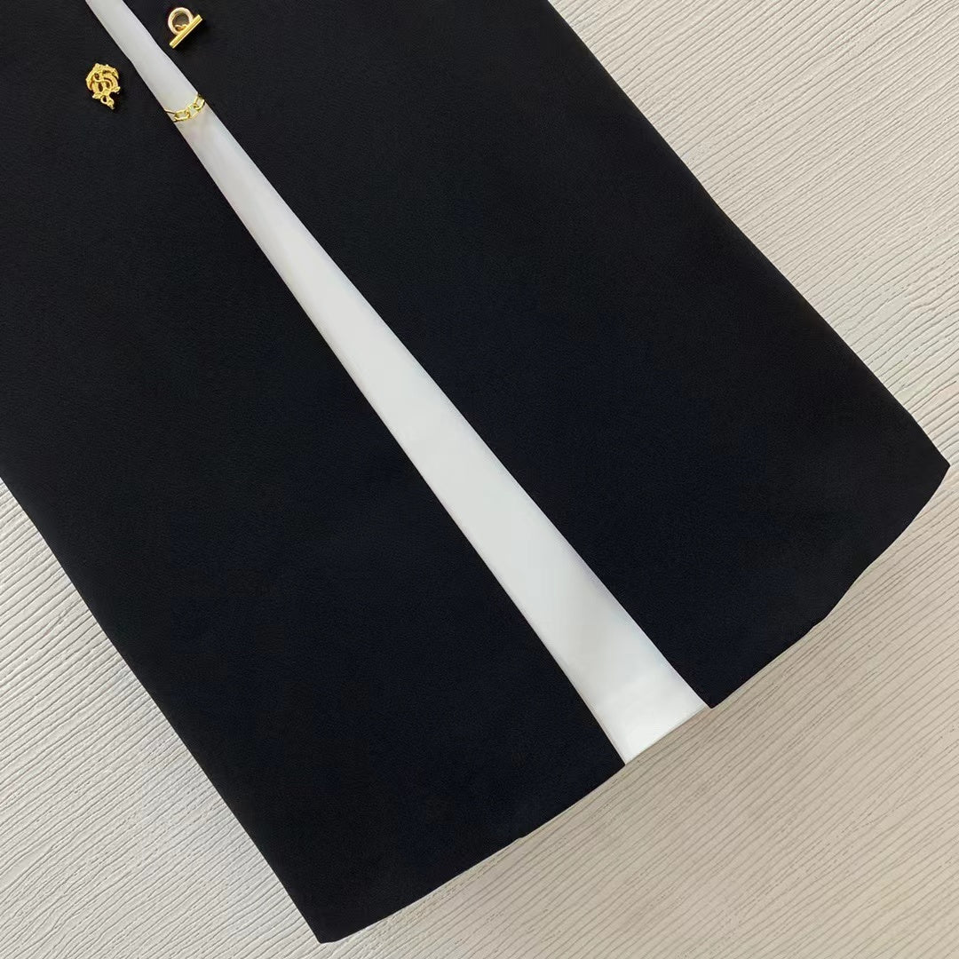 Chain buckle sleeveless vest dress