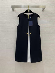 Chain buckle sleeveless vest dress