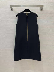 Chain buckle sleeveless vest dress