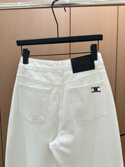 Color blocked threaded double pocket jeans