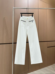 Color blocked threaded double pocket jeans
