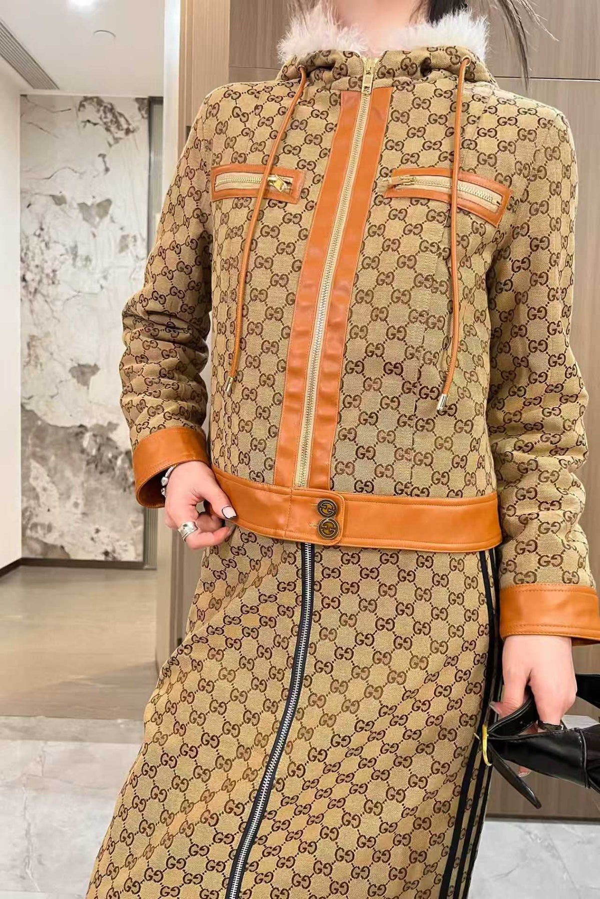 Early autumn new hooded patchwork jacket jacket