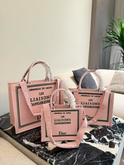 Embroidered Jacquard Letter Tote Bag