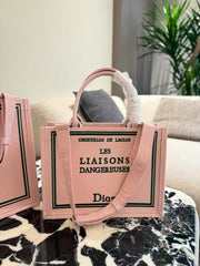 Embroidered Jacquard Letter Tote Bag