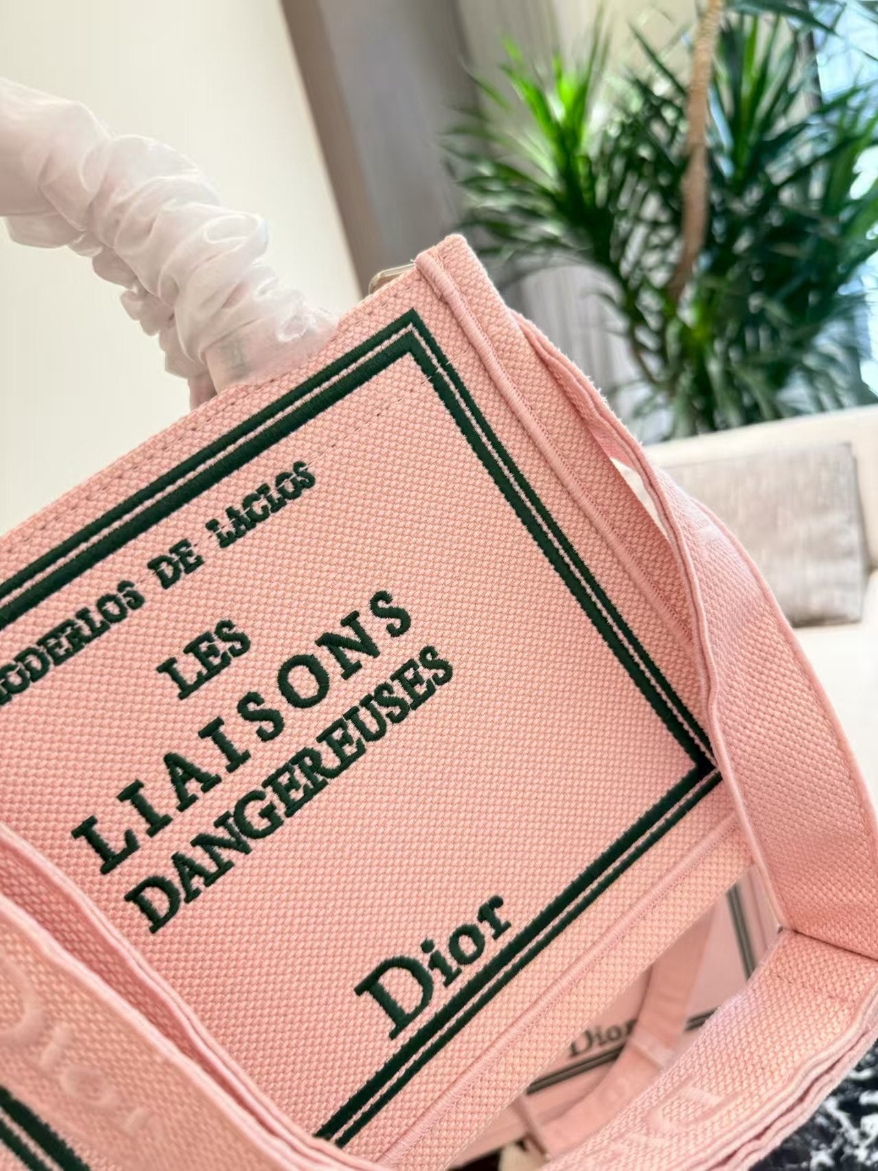 Embroidered Jacquard Letter Tote Bag