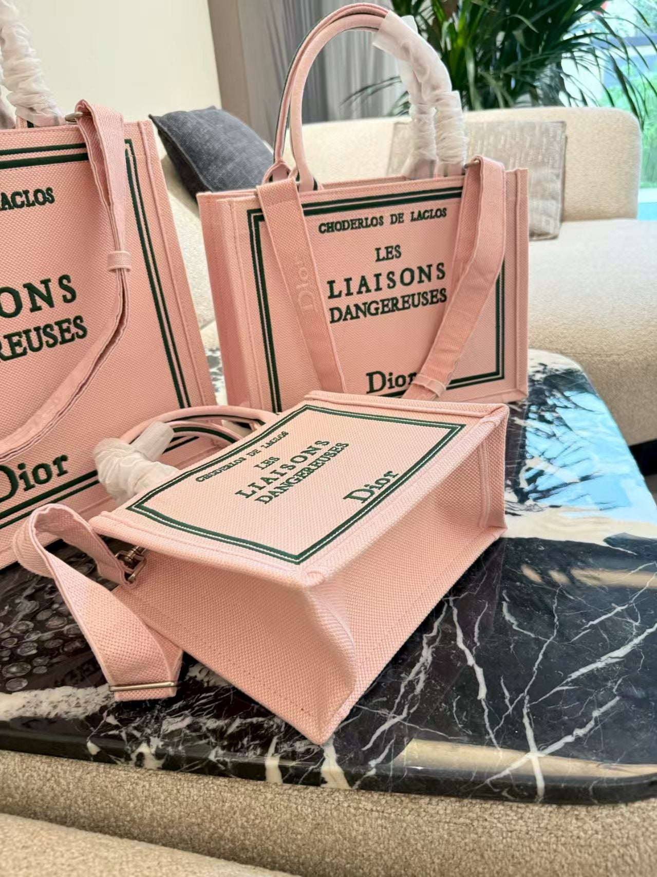Embroidered Jacquard Letter Tote Bag