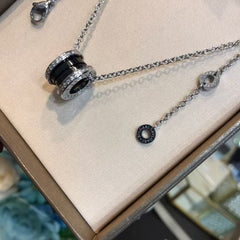 Black ceramic pendant collarbone chain