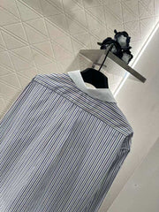 Detachable collar striped short shirt