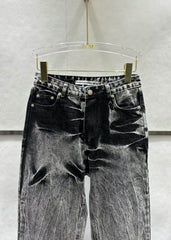 Washing stone straight leg jeans