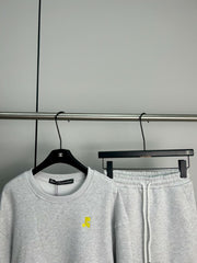Versatile round neck hoodie short skirt set