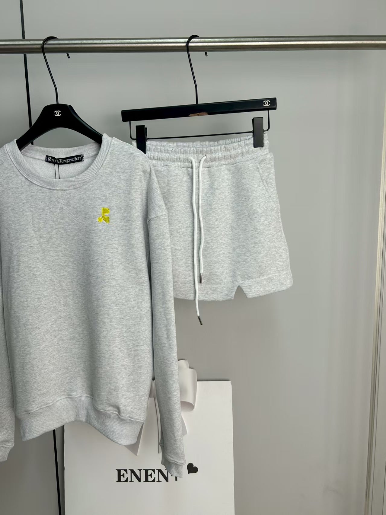 Versatile round neck hoodie short skirt set
