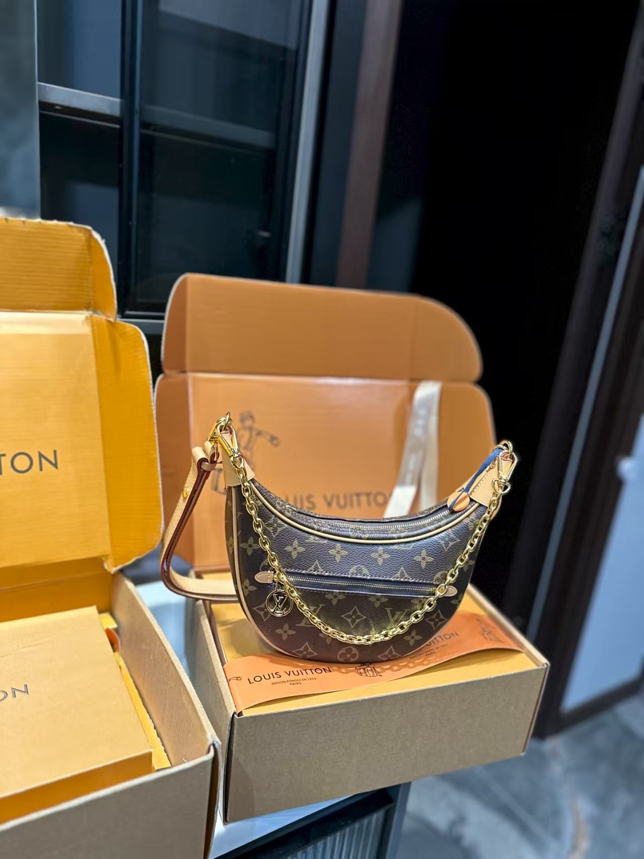 Crescent shaped bag