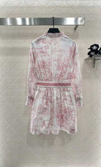 Pleated lace printed dress