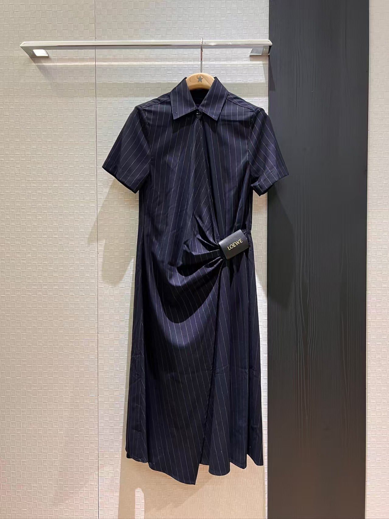 Leather label lace up pleated dress