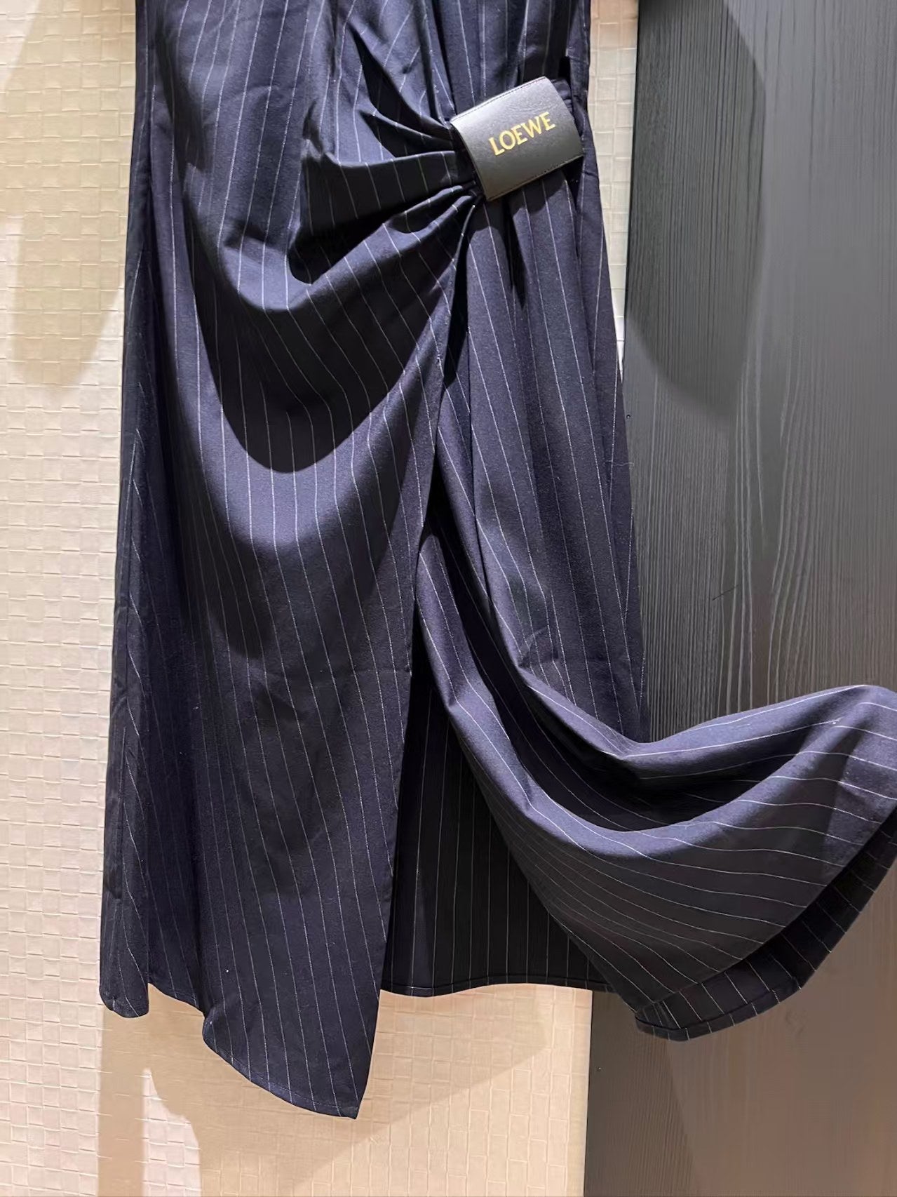 Leather label lace up pleated dress