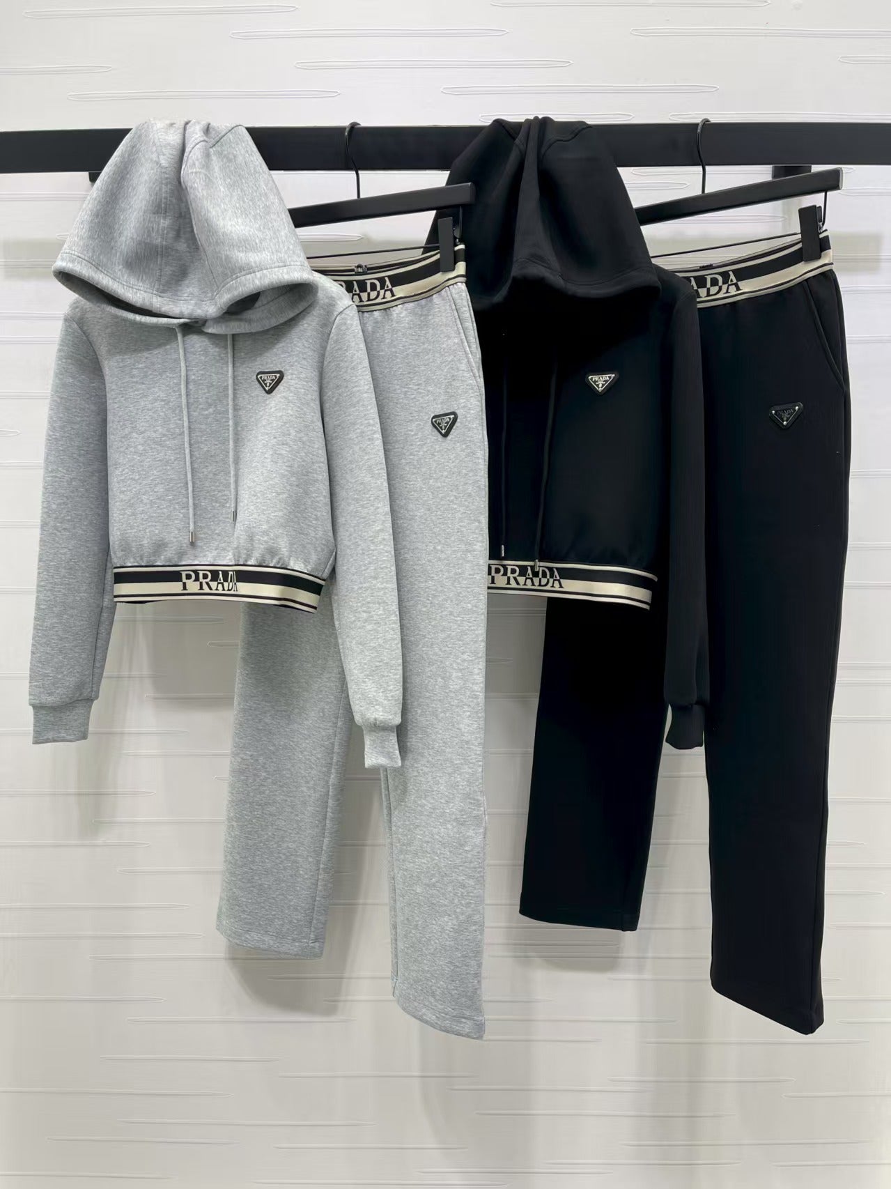 Ribbon hooded sweatshirt and pants set