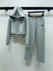 Ribbon hooded sweatshirt and pants set