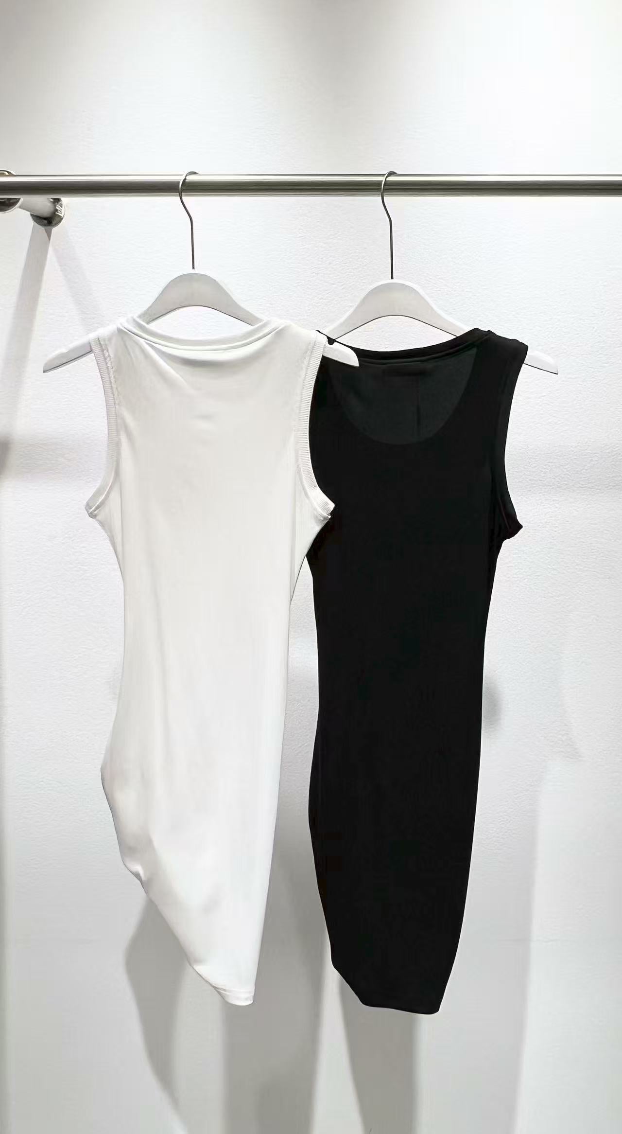 Early autumn new metal decoration slim fit sleeveless threaded