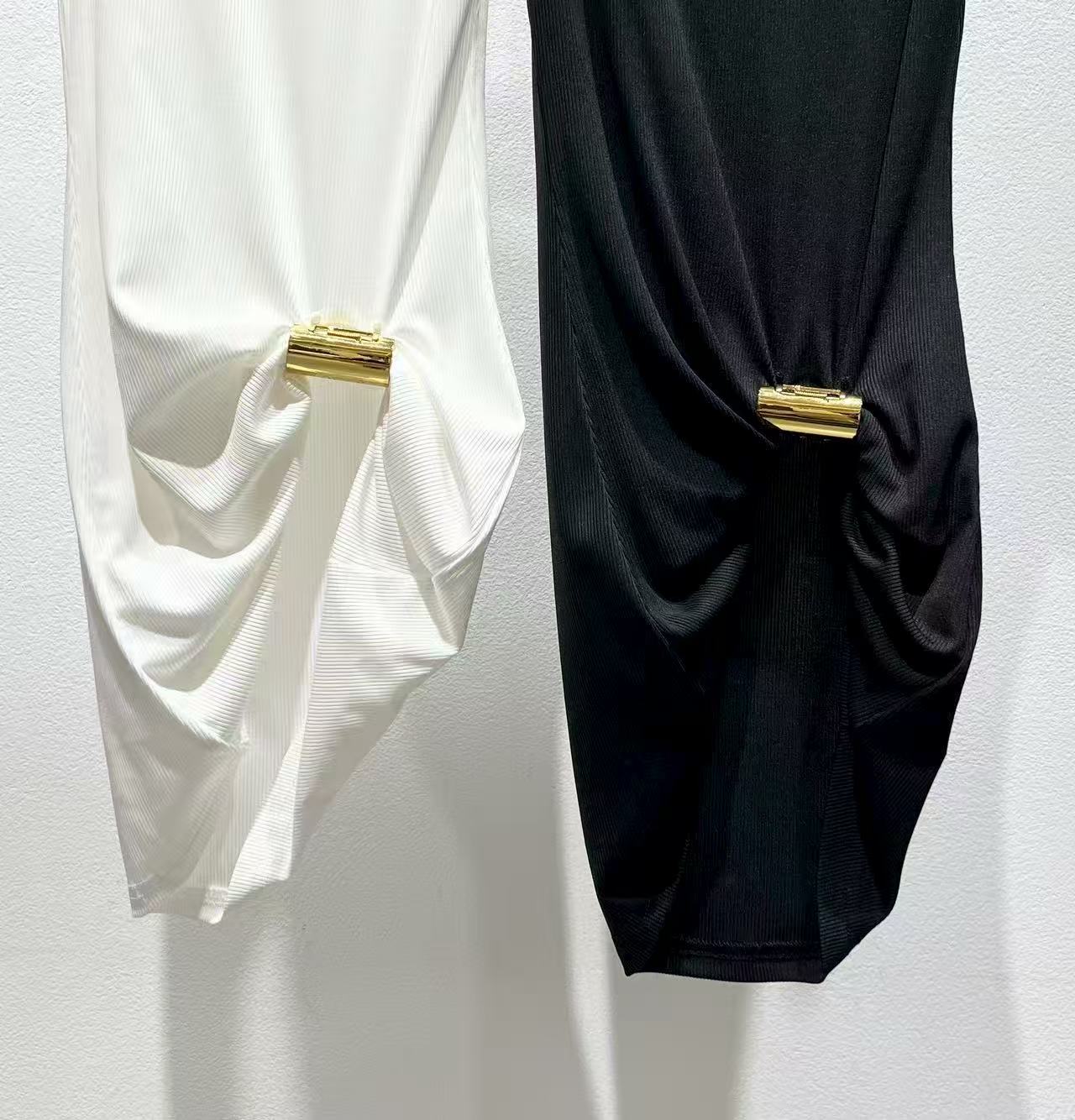 Early autumn new metal decoration slim fit sleeveless threaded