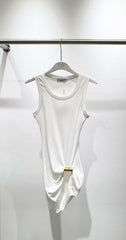 Early autumn new metal decoration slim fit sleeveless threaded