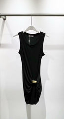 Early autumn new metal decoration slim fit sleeveless threaded