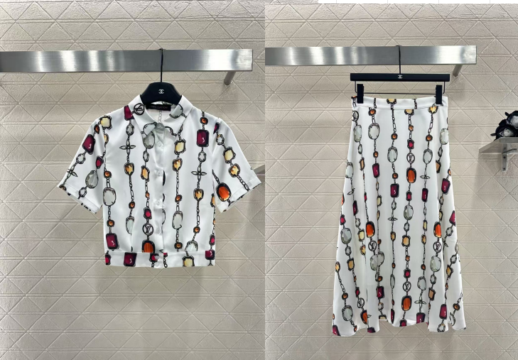 Printed shirt long skirt set