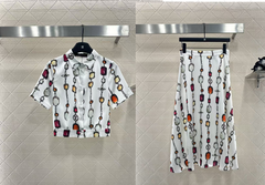 Printed shirt long skirt set