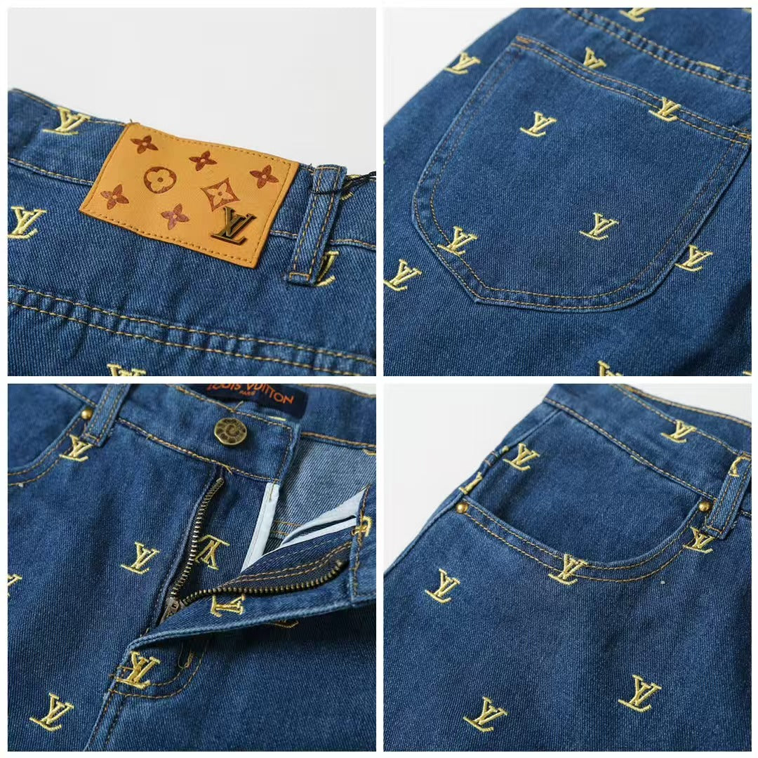 Full embroidered denim suit