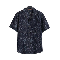 Old flower full print denim suit