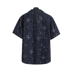 Old flower full print denim suit