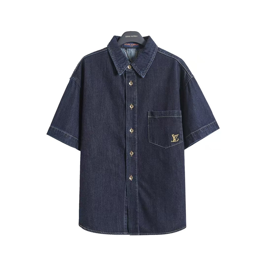 Embroidered denim suit