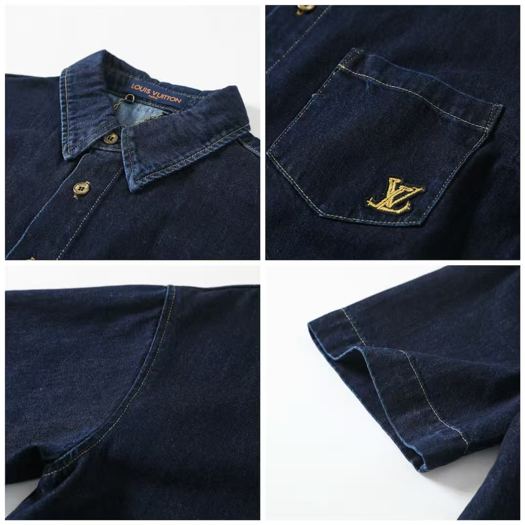 Embroidered denim suit